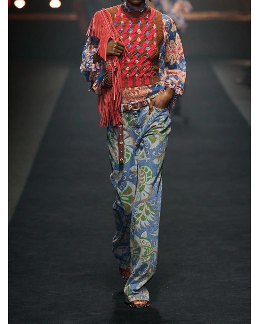Etro White Floral-Print Silk-Chiffon Peplum Blouse