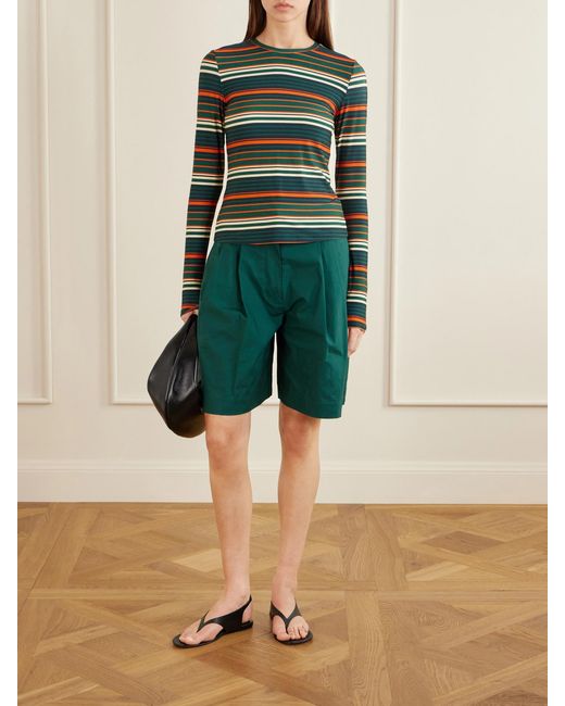 Proenza Schouler Green Mae Striped Stretch-Jersey T-Shirt