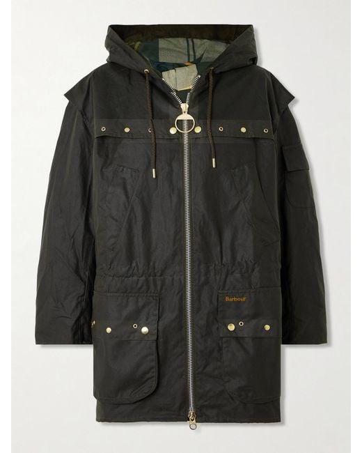 Barbour Black Aberford Hooded Waxed-Cotton Jacket