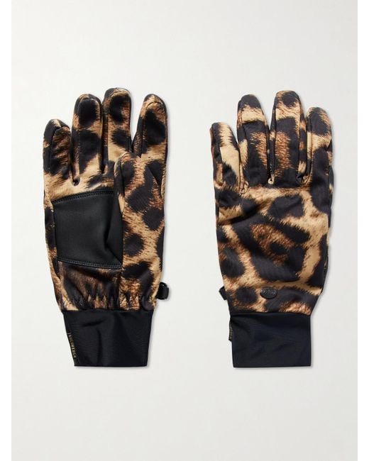 Goldbergh Black Softy Padded Jaguar-Print Ski Gloves