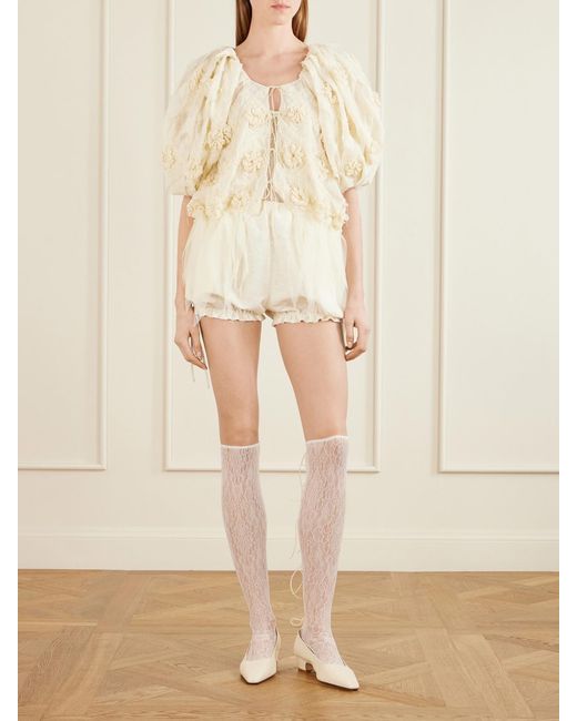 PAULINE DUJANCOURT White Seagull Lace Stay-Up Stockings