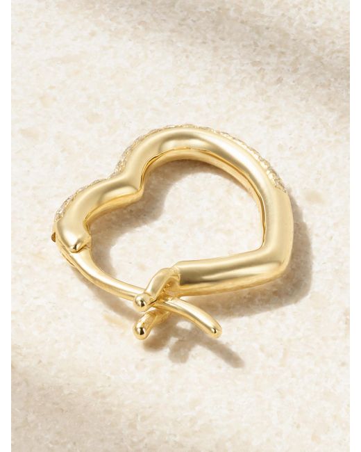 Yvonne Léon Natural Mini Créole Coeur 9-Karat Diamond Single Hoop Earring