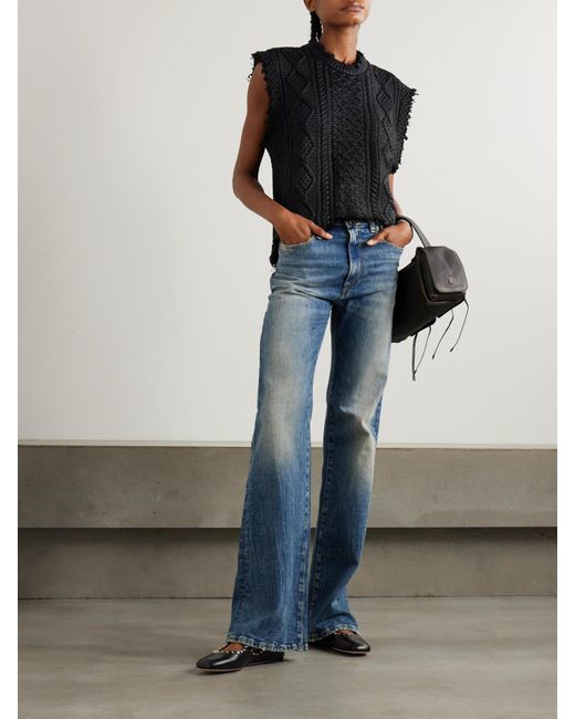 Pull Sans Manches En Coton Enduit À Mailles Torsadées Effet Vieilli R13 en coloris Black