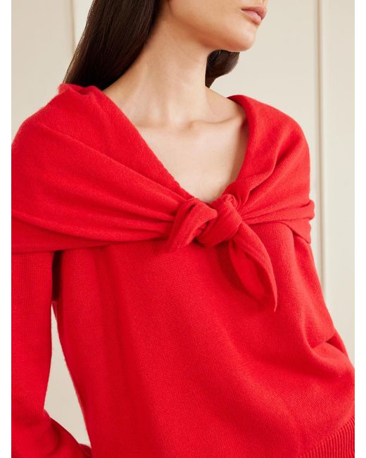 TOVE Red Malia Knot-Detailed Cashmere Sweater