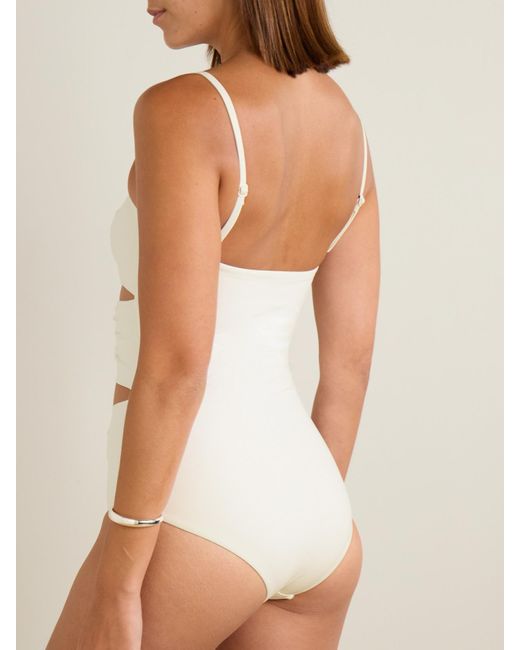 Christopher Esber White Embellished Cutout Swimsuit