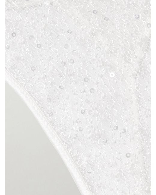 Kiki de Montparnasse White Ange Sequin-Embellished Embroidered Tulle Thong