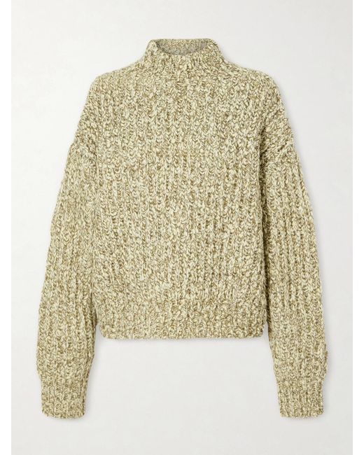 Ulla Johnson Natural Albie Ribbed-Knit Turtleneck Sweater