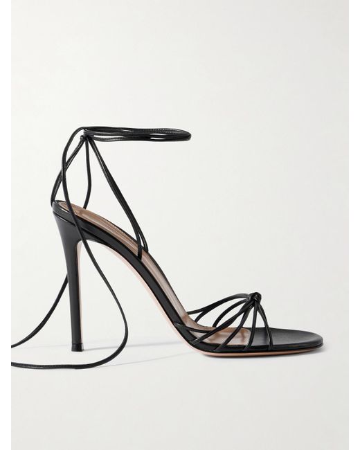 Gianvito Rossi Black 85 Schnürsandalen Aus Leder