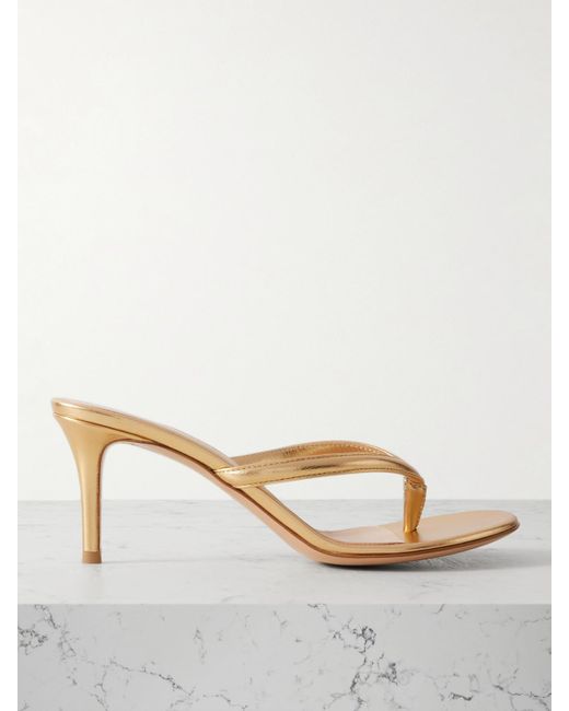 Gianvito Rossi Natural Calypso 70 Metallic Leather Sandals