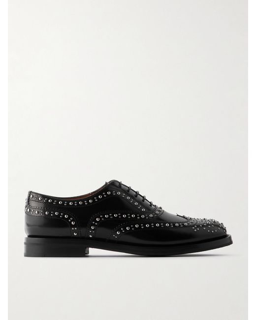 Church's Burwood Met Studded Glossed-Leather Brogues in Black | Lyst