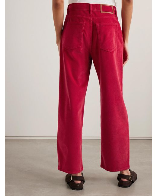 La Ligne Red Marilyn Cotton-Blend Corduroy Wide-Leg Pants