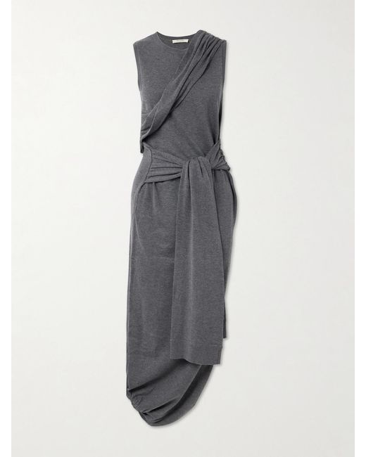 J.W. Anderson Gray Tie-Detailed Wrap-Effect Knitted Maxi Dress