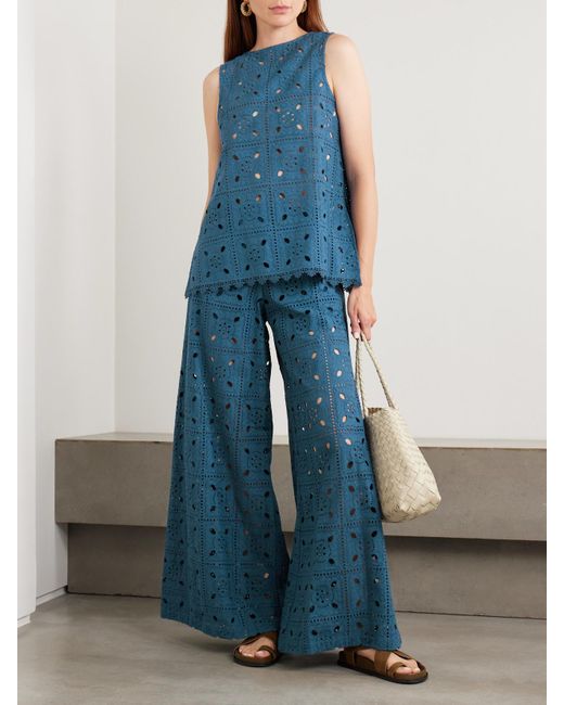 Haut Réversible En Coton À Broderie Anglaise Et À Festons Tula Miguelina en coloris Blue