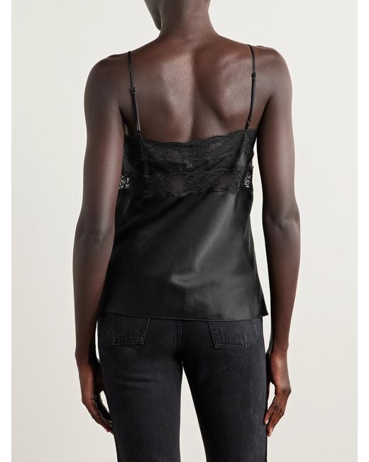 Nili Lotan Black Felicie Lace-Trimmed Silk-Charmeuse Camisole