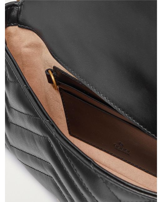 Gucci Black Leather GG Marmont Bag.