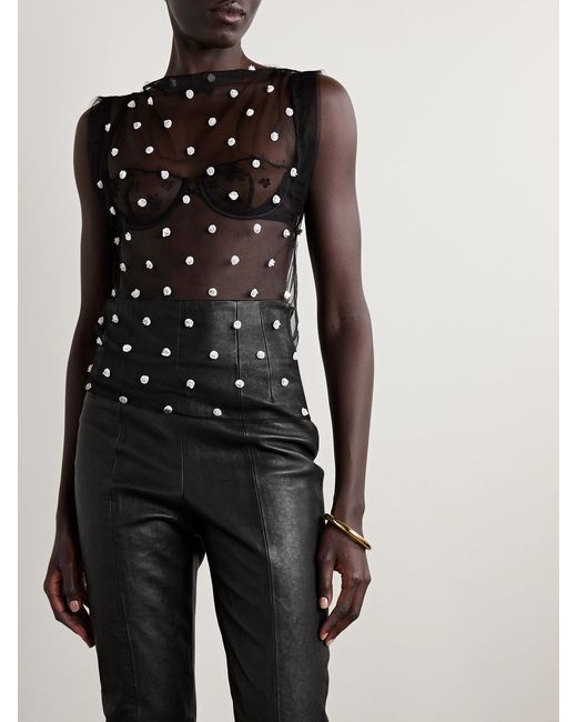 Isabel Marant Gray Elicy Embellished Tulle Tank