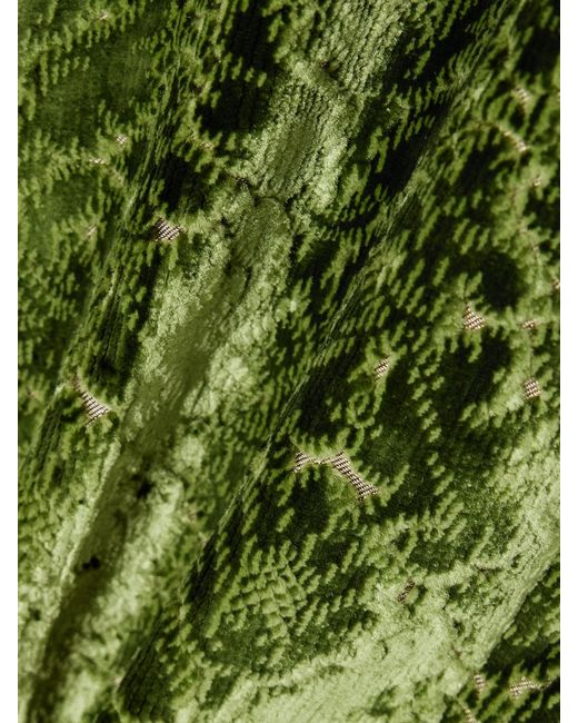 Burberry Green Velvet-Jacquard Straight-Leg Pants