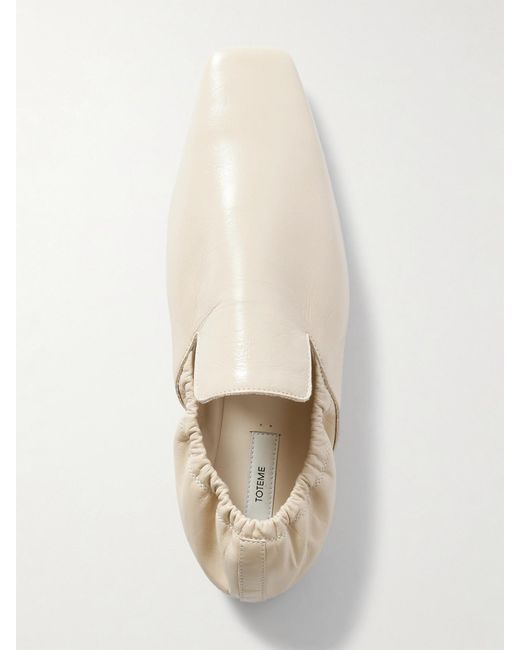 Totême White Gathered Leather Loafers