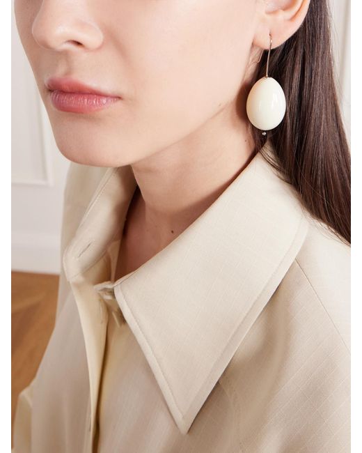 Gohar World White Host Egg Porcelain, Crystal-Quartz And Sterling Earrings