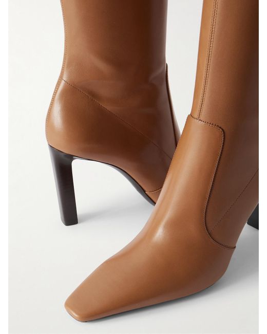 Saint Laurent Brown Francoise Leather Knee Boots