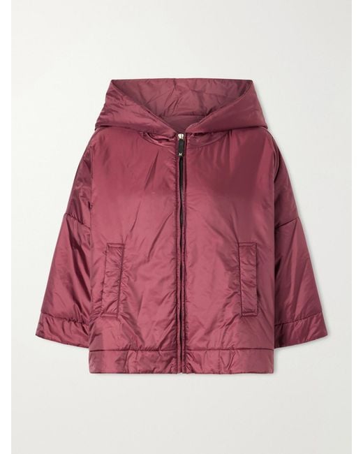 Max Mara Red Padded Hooded Shell Jacket