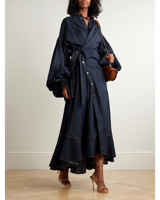 zimmermann wrap dress midi Rebellion patchwork striped linen and silk-blend voile midi wrap dress -  multi
