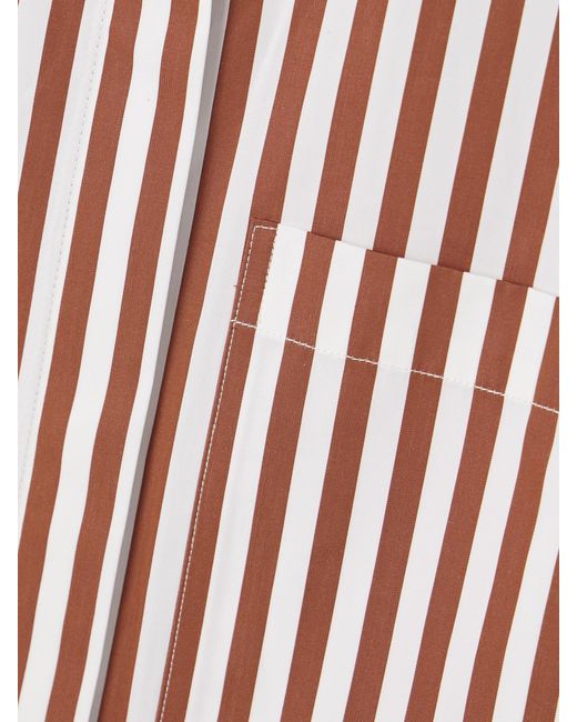 Twp Red Morning After Striped Cotton-Poplin Shirt Dress