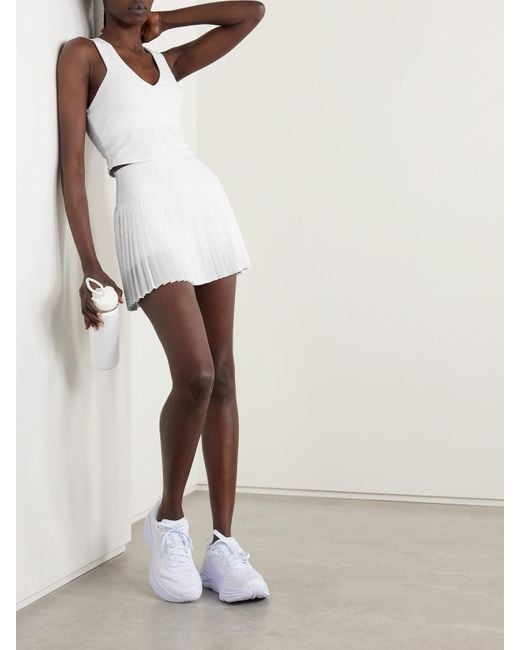 Alo Yoga White Grand Slam Tennis-Rock Aus Airlift-Material Mit Plissee