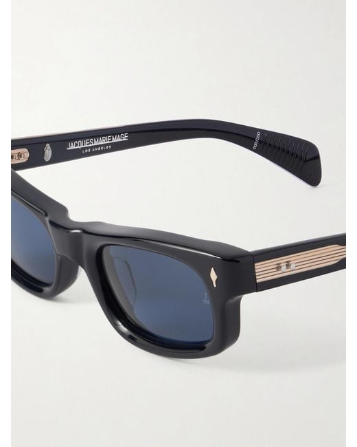 Jacques Marie Mage Blue Initials Rectangular-Frame Acetate Sunglasses