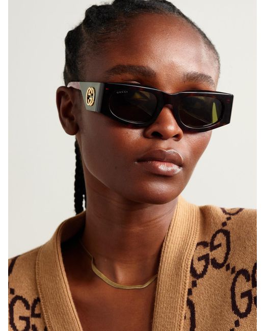 Gucci Black Sonnenbrille Mit Eckigem Rahmen Aus Azetat