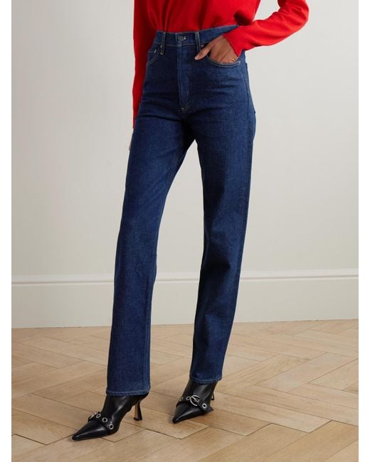 Agolde Blue '90S Pinch Waist Long High-Rise Straight-Leg Jeans