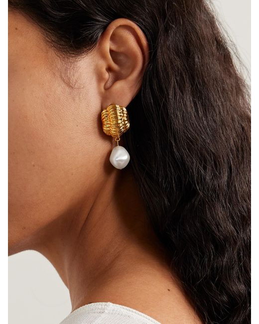 Jennifer Behr White Asha-Plated Pearl-Like Earrings
