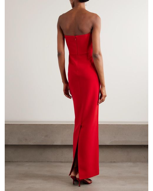 The New Arrivals Ilkyaz Ozel Red Noa Strapless Bow-Embellished Crepe Gown