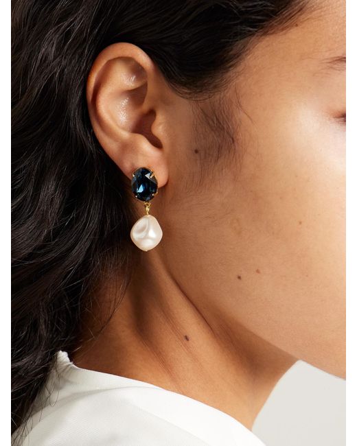 Jennifer Behr Blue Tunis Vergoldete Ohrringe Mit Kristallen Und Kunstperlen