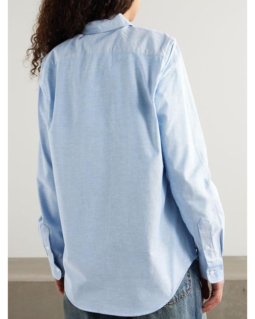 Polo Ralph Lauren Blue Embroidered Cotton-Blend Oxford Shirt