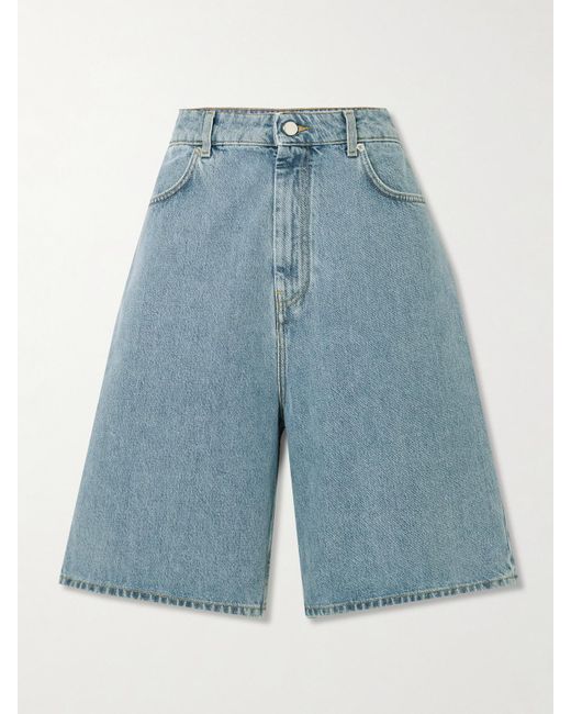 Loulou de Saison Blue Isu High-Rise Organic Denim Shorts