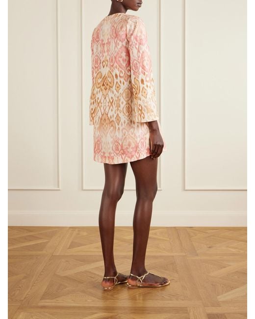 Zimmermann Pink Aster Shift Linen Mini Dress