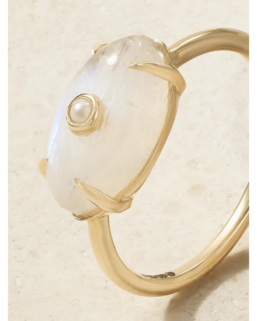 Sydney Evan Natural Evil Eye 14-Karat, Moonstone And Pearl Ring