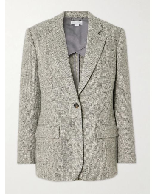 Stella McCartney Gray Wool And Silk-Blend Herringbone Blazer