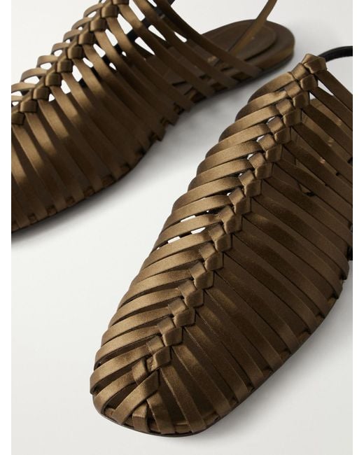 Dries Van Noten Green Braided Satin Ballet Flats