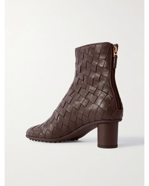 Bottega Veneta Brown Atomic Intrecciato Leather Ankle Boots