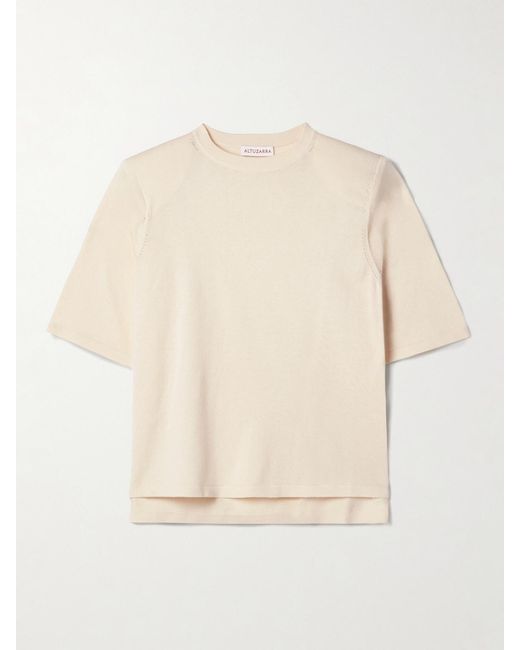 Altuzarra Natural Lilou Oversized Silk And Cotton-Blend Jersey T-Shirt