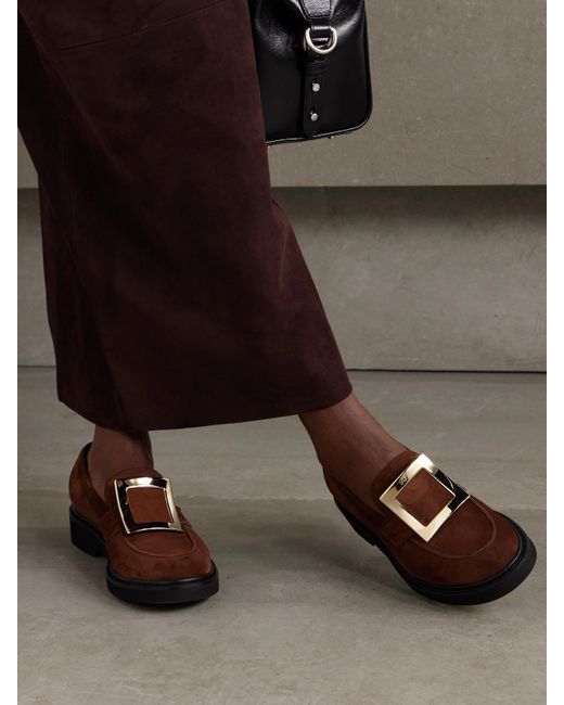 Mocassins En Daim À Boucles Viv Rangers Roger Vivier en coloris Brown
