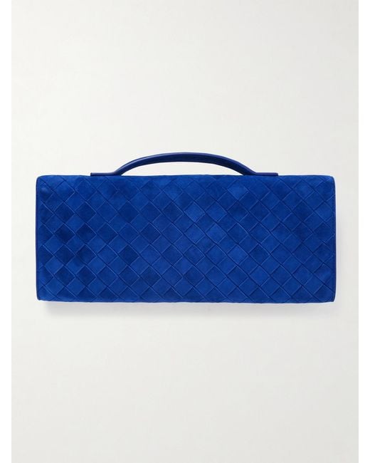Pochette En Daim Intrecciato Long Andiamo Bottega Veneta en coloris Blue