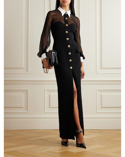 Versace Black Silk-Chiffon And Cady Shirt Dress