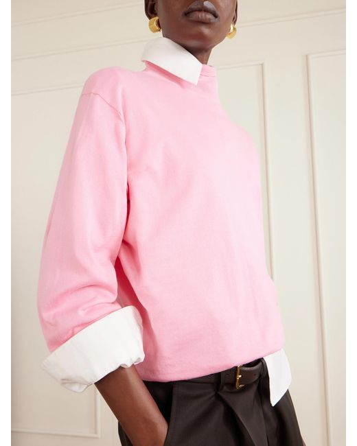 Tibi Pink Cotton Turtleneck Sweater
