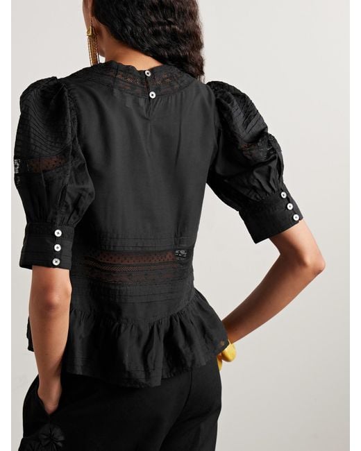 Sea Black Franca Bluse Aus Voile Aus Einer Baumwollmischung Mit Spitzeneinsätzen