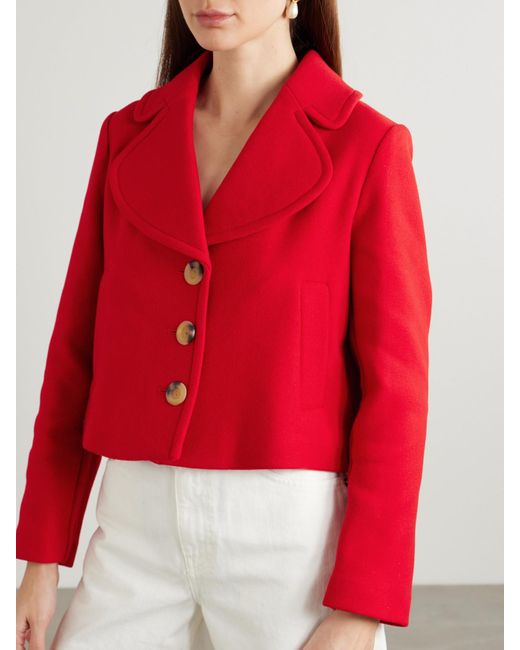 Veste Raccourcie En Serge De Laine Mélangée Keyla Rixo en coloris Red