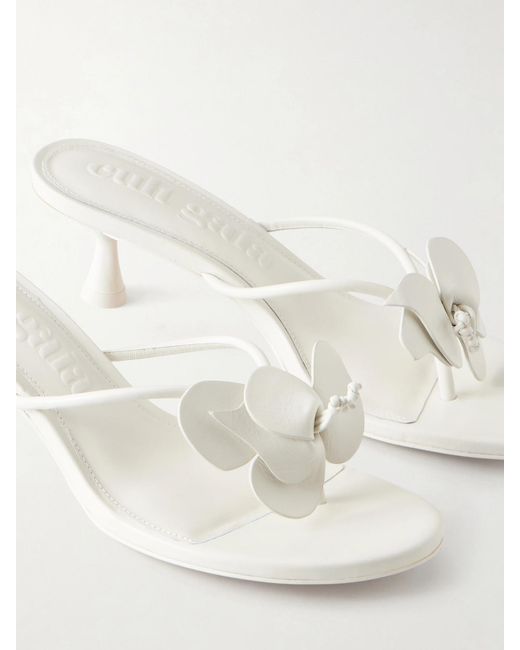 Cult Gaia Natural Addison Embellished Leather Thong Sandals