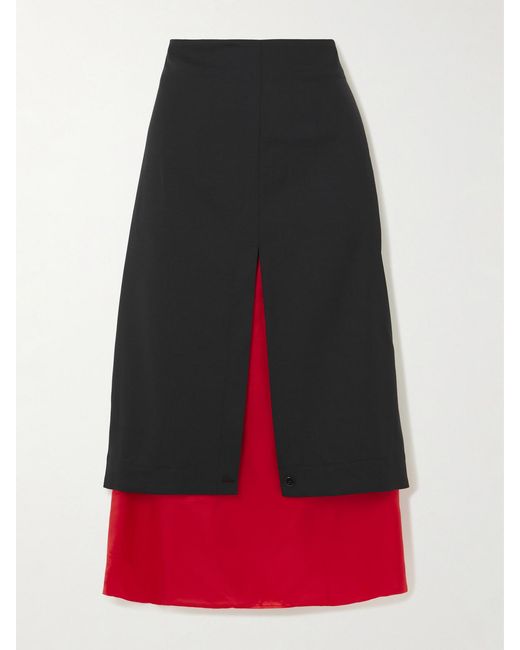 Rohe Layered Wool And Chiffon Midi Skirt